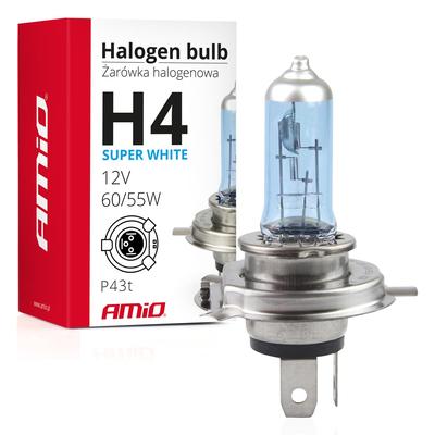 Halogēna spuldze H4 12 V 60/55 W UV filtrs E8 Super White