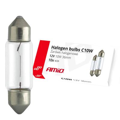 Halogēna spuldzes C10W 12 V 36 mm, 10 gab.