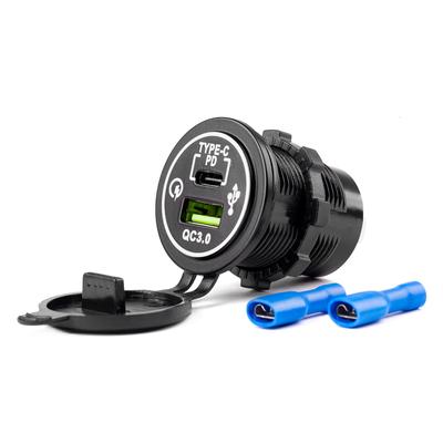 Ūdensizturīgs telefona lādētājs MOD-08 12/24 V, USB + USB-C