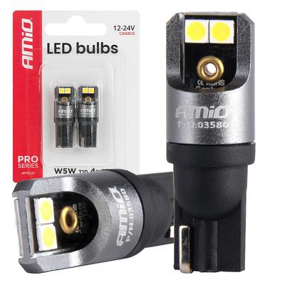 LED CANBUS PRO spuldze T10 W5W 4SMD 3030 Full CANBUS balta 12/24 V