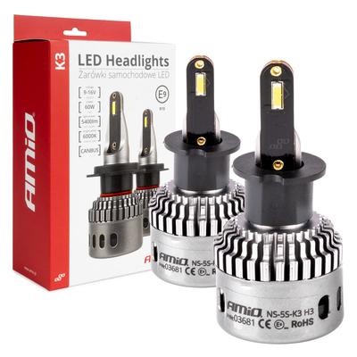 LED auto spuldzes K3 sērija H3 CANBUS 6000 K 12 V
