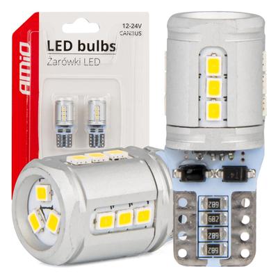 LED CANBUS spuldze T10e W5W 15SMD 2016 balta 12/24 V