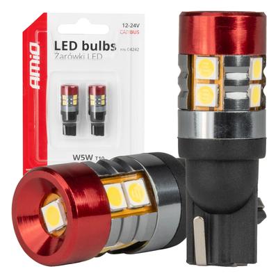 LED CANBUS spuldze T10 W5W 9SMD 3030 balta 12/24 V
