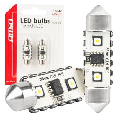 LED CANBUS spuldze C5W 12SMD 3838 36 mm balta 12/24 V