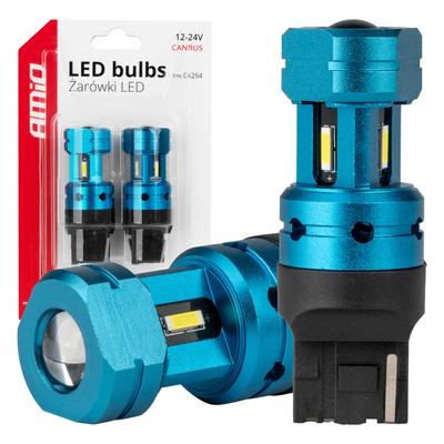 LED CANBUS spuldze T20 7440 W21W 4SMD 1860 balta 12/24 V