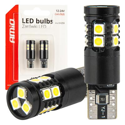 LED CANBUS spuldze T10 W5W 13SMD 3030 balta 12/24 V