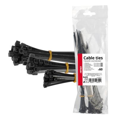 Melnu plastmasas kabeļu savilcēju komplekts, īsie, 60 gab.