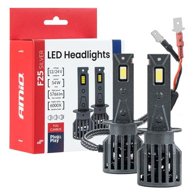 LED auto spuldzes F25 Silver Full CANBUS H1 54 W 12/24 V