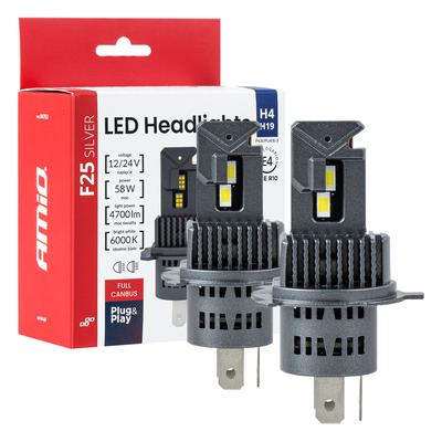 LED auto spuldzes F25 Silver Full CANBUS H4/H19 54/58 W 12/24 V