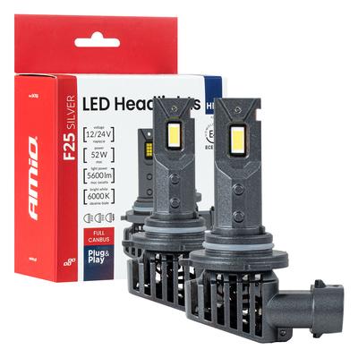 LED auto spuldzes F25 Silver Full CANBUS HB3 9005 52 W 12/24 V