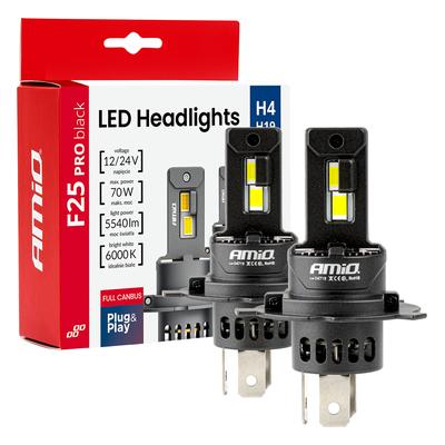 LED auto spuldzes F25 PRO Black Full CANBUS H4/H19 70 W 12/24 V