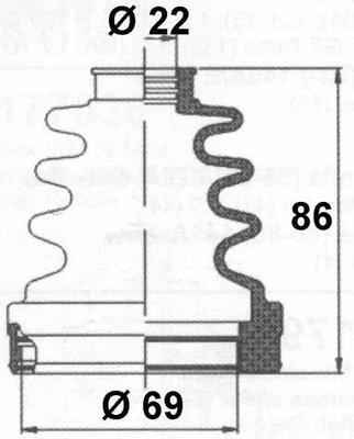 Pusass gumija 22X69X86