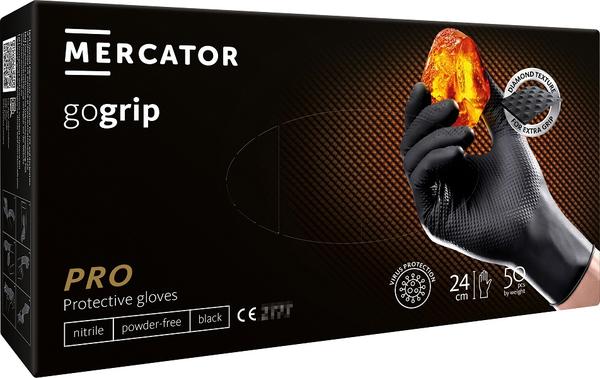 GoGrip nitrila cimdi, melni, L izmērs, 50 gab.