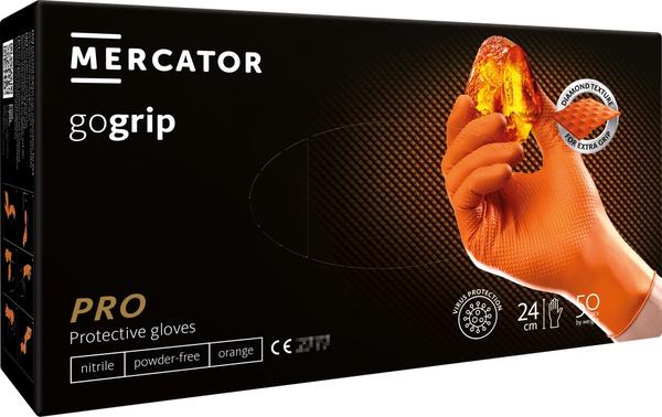 GoGrip nitrila cimdi, oranži, S izmērs, 50 gab.