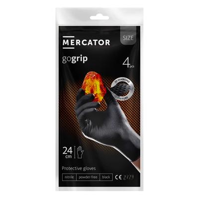 Mercator GoGrip nitrila cimdi, melni, S izmērs, 4 gab.