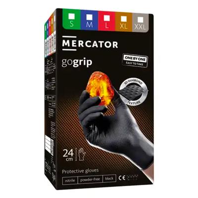 Mercator GoGrip ONE-BY-ONE nitrila cimdi, melni, XL izmērs, 100 gab.