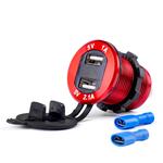 Ūdensizturīgs telefona lādētājs MOD-11 12/24 V ar digitālo voltmetru, 2×USB