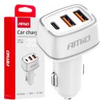 Auto lādētājs 12/24 V 32 W, 2×USB-A + USB-C